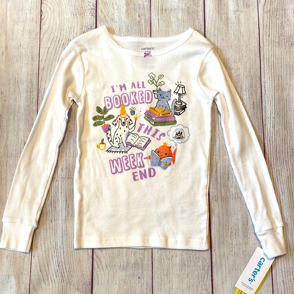📚🐈‍⬛🐶 NWT Carter’s 4-Piece Girls’ Pajamas - Cats Dogs Books - CUTE! 🐶🐈‍⬛📚 - Picture 4 of 5